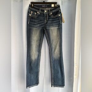 Miss Me blue jeans slim fit low rise straight 27 shirt new NWT 14”W 9”R 30”I